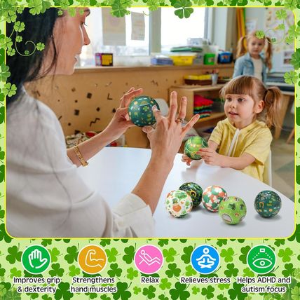 108 Pcs St. Patrick'S Day Stress Balls Bulk Shamrock Clover Green Sport Balls Sq