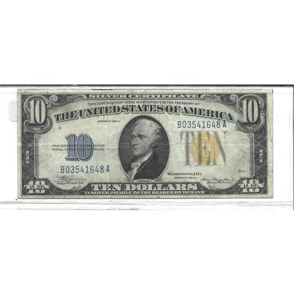 1934-A North Africa $10.00 Bill EX Very Nice!