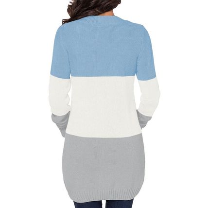 Blue Front Pocket and Buttons Closure Cardigan