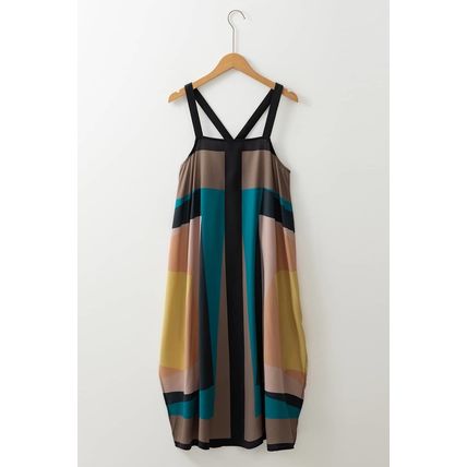 Brown Retro Geometric Printed Y Back Sleeveless Dress