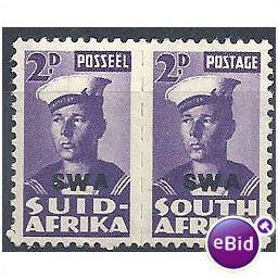 South West Africa 1941 SG126 2d Violet WAR EFFORT Mounted Mint Pair .