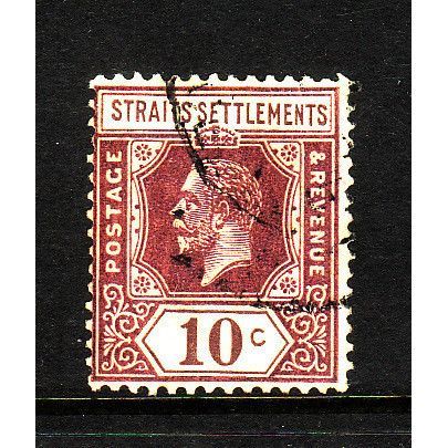 MALAYSIA STRAITS SETTLEMENTS 1913 SG202 10c PURPLE FINE USED