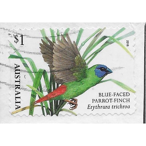 AUS 2018 $1.00 (S/A) 'BIRDS -FINCHES -BLUE FACE' ON PAPER FINE USED (EBID25-891)