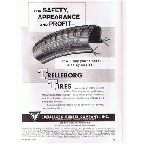 TRELLEBORG RUBBER COMPANY 1966 safety profit bicycle tires vintage ad