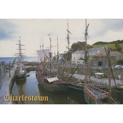 Charlestown Boat Harbour Cornwall Artist Paradise 1980s Postcard