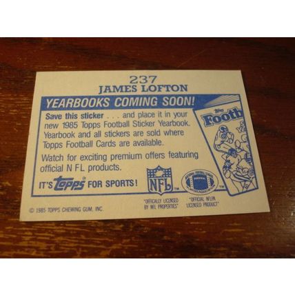 1985 Topps Stickers, 3-Cards, JAMES LOFTON HOF, Packers #237