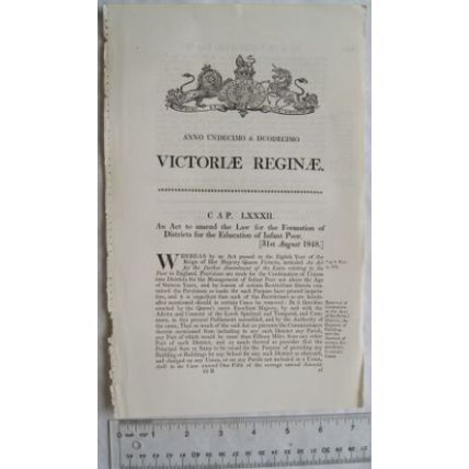 1848 Act of Parliament: Formation of Districts Educating Infant Poor