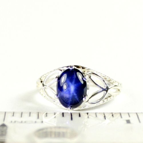 Blue Star Sapphire, 925 Sterling Silver Ring, SR284