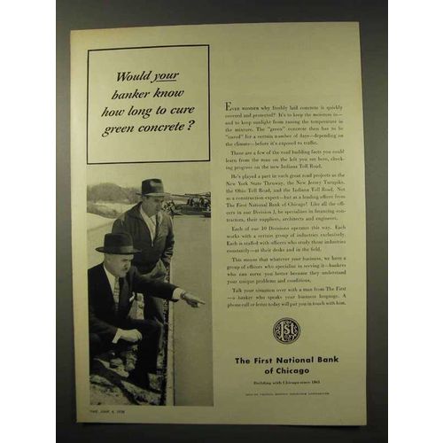 1956 First National Bank of Chicago Ad - Green Concrete
