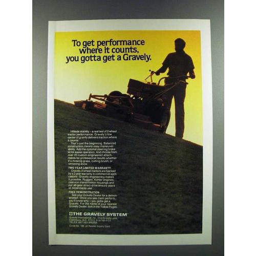 1986 Gravely Mower Ad - Get Performance Where it Counts