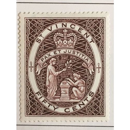 St Vincent QEII 1955 50c Red Brown Mounted Mint MM SG 198 Sc 195 stamp Postage