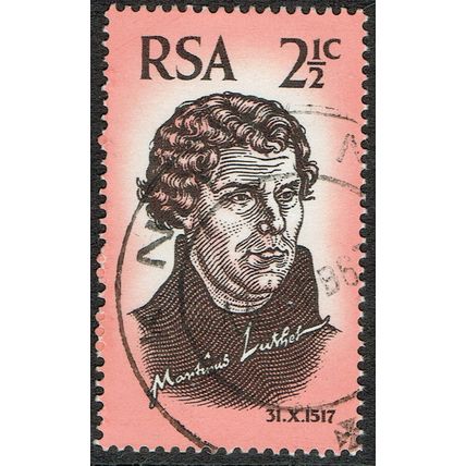South Africa 1967 450th Anniv Reformation 2½c Black and Rose Red SG269 FU