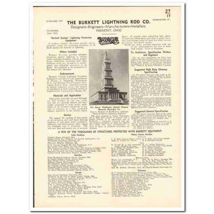 Burkett Lightning Rod Company 1935 vintage electrical catalog engineer