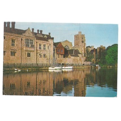 RIVER MEDWAY, MAIDSTONE, KENT used vintage postcard 1961 pm =