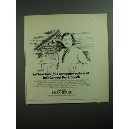 1970 Marriott's Essex House Ad - In New York his company suite is at