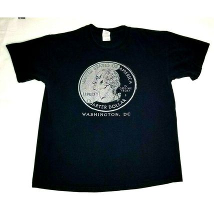 2009 USA Quarter Washington DC District of Columbia Black T-Shirt Men's L Vtg