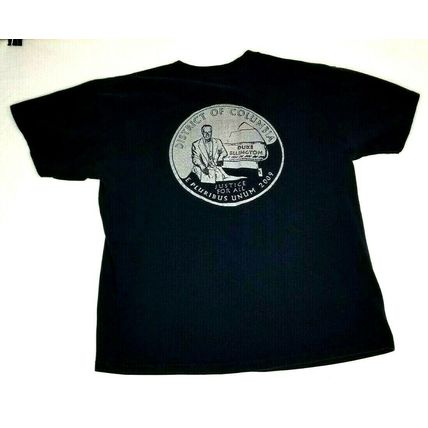 2009 USA Quarter Washington DC District of Columbia Black T-Shirt Men's L Vtg