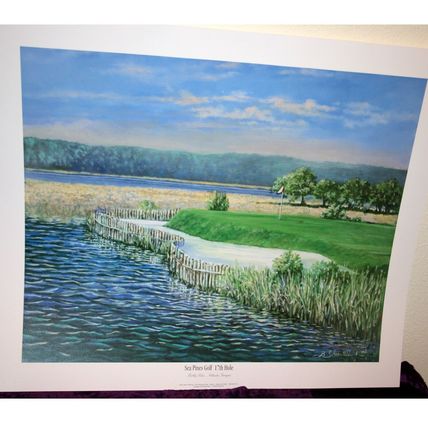 Bobby Sikes 1993 Limited Edition Print Sea Pines Golf 17th Hole 19.5" X 25.25"