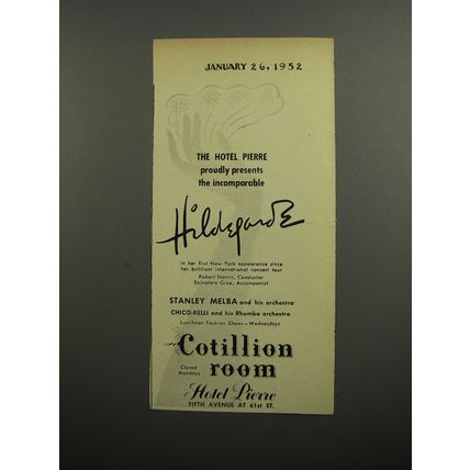 1952 Hotel Pierre Ad - The Hotel Pierre proudly presents Hildegarde