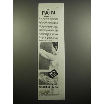 1933 Absorbine Jr. Advertisement - Relieve pain where it is