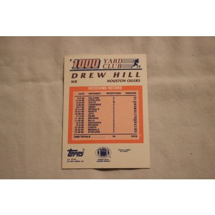 Drew Hill 1991 Topps 100 YARD CLUB NO. 15