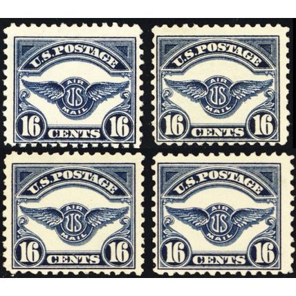 C5, Mint NH 16¢ Group of Four Stamps SCV $480.00 - Stuart Katz