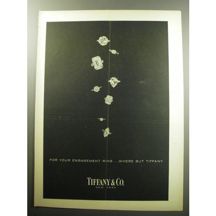 1957 Tiffany & Co. Jewelry Ad - For your engagement ring.. where but Tiffany