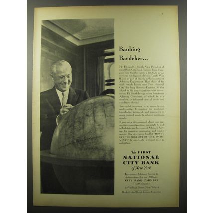 1955 The First National City Bank of New York Ad - Banking Baedeker