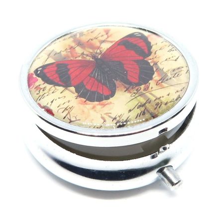 Butterfly & Flowers 1.5 CM Pill Box Carte Postal Storage Gift