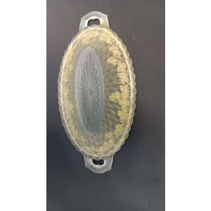 VINTAGE ART DECO OVAL GLASS & SILVER OVERLAY RELISH DISH