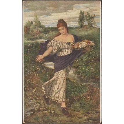 Arnold Böcklin - Flora Blumen Streuend, c.1910 - Bruckmanns Bildkarte Nr 4 AK