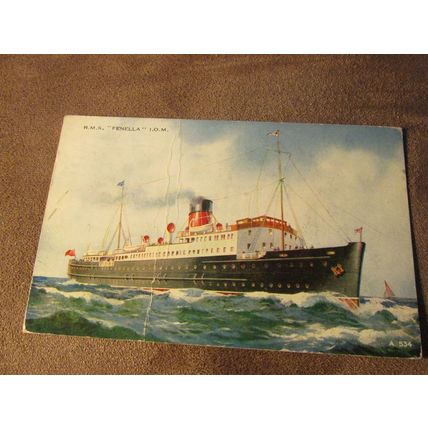 1940s Postcard - RMS Fenella Steamer Ship / Isle of Man - Artist A534