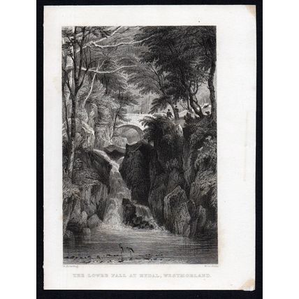 LOWER FALL AT RYDAL 1839 William Alexander Le Petit - George Pickering ENGRAVING