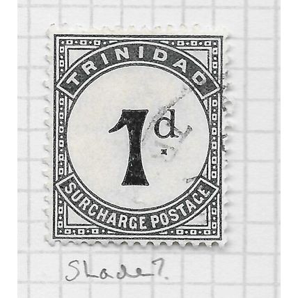 TRINIDAD & TOBAGO 1885 POSTAGE DUE 1d ONE PENNY SGD2 USED WMK CA