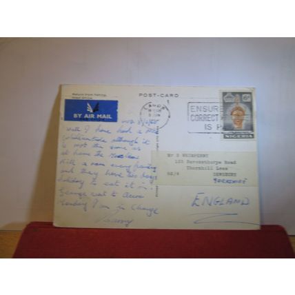 FISHING TRIP, WEST AFRICA used postcard 1960 pm Nigeria stamp =