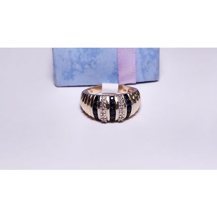 Estate .83ctw Natural Sapphire and Diamond channel shrimp 14Kt YG Dome Ring22076