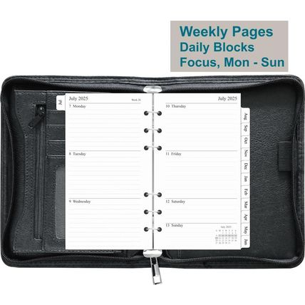 Fan&Ran 2025-2026 Zippered Planner Organizer, Weekly and Monthly Refills with Si