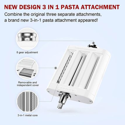 ANTREE 3-1 Pasta Maker Attachment for Kitchenaid Includes Pasta Sheet Roller Att