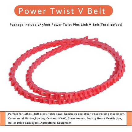 10FT Power Twist V Belt,1/2-Inch X 10 Feet a Type, Adjustable Link Belt for Tabl