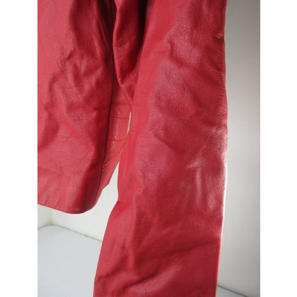 Wilson's Women's Red Leather Cropped Jacket - Sz Med - Button Closure Motorcycle