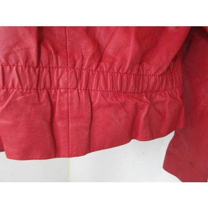 Wilson's Women's Red Leather Cropped Jacket - Sz Med - Button Closure Motorcycle