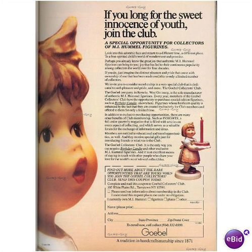 Vintage Print Ad 1986 for M.I. Hummel Figurine Advertizement Advert
