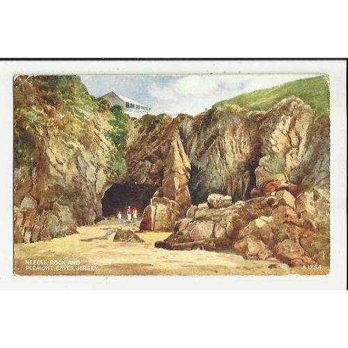 A1754 JERSEY Needle Rock & Plemont Caves Valentine "Art Colour" Postcard