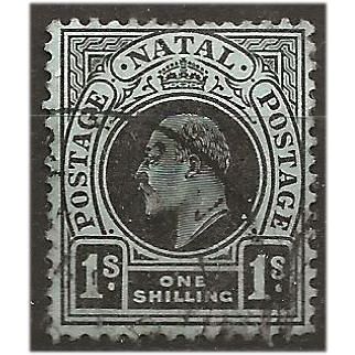Natal 1908 SG166 1/- Black/Green Wmk Crown CA Fine Used ... .