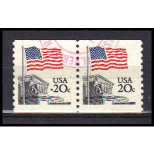Used 1895 20c U.S. Flag Very Fine Pair PA0254