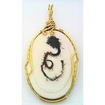 Iron Oxide Porcelain Brass Wire Wrap Pendant 3