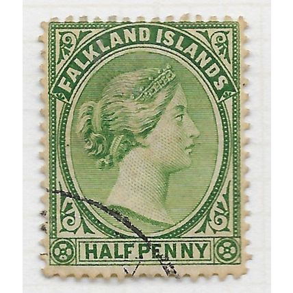 FALKLAND ISLANDS 1891 QV WMK CA HALF PENNY USED SG17 17 SG