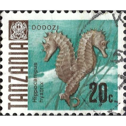 TANZANIA, FISH, Spiny Seahorse, blue-green 1967, 20c