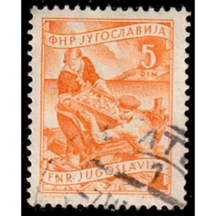 Yugoslavia 1951 Local Economy Fishing 5D Used. Stamp