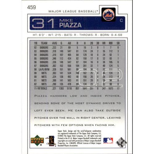 2003 Upper Deck Baseball Mike Piazza
